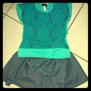 Almost famous top with denim skort